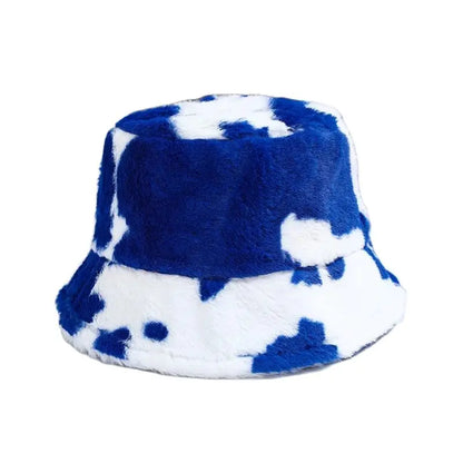 Cow Pattern Plush Bucket Hat