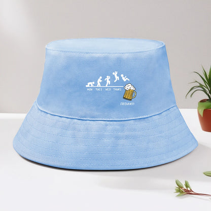 Friday With Beer Solid Color Foldable Bucket Hat