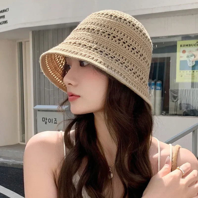 Handmade Crochet Floppy Hollow Summer Bucket Hat