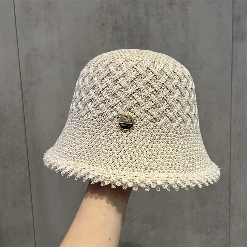 Japanese Minimalist Hollow Bucket Hat Women