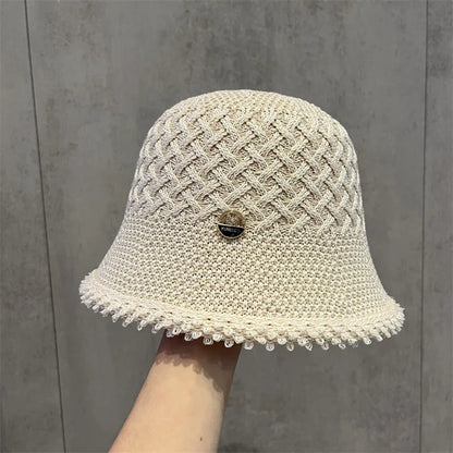 Japanese Minimalist Hollow Bucket Hat Women