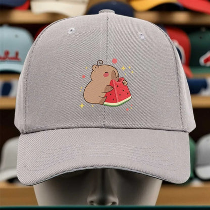 Cute Capybara Eating Watermelon Cotton Baseball Cap