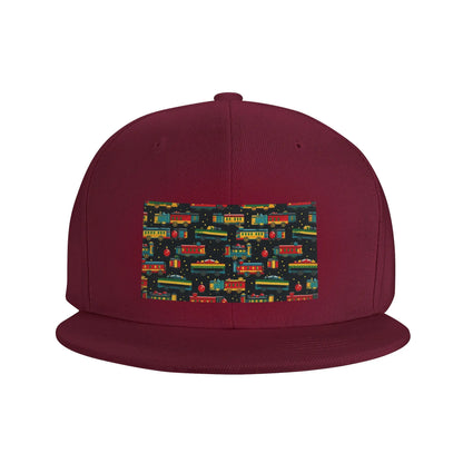 Cartoon Train Model Print Snapback Cap