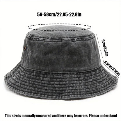 Vintage Denim Pentagram Y2K Streetwear Bucket Hat