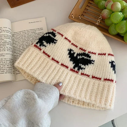 Korean Retro Jacquard Wool Bucket Hat