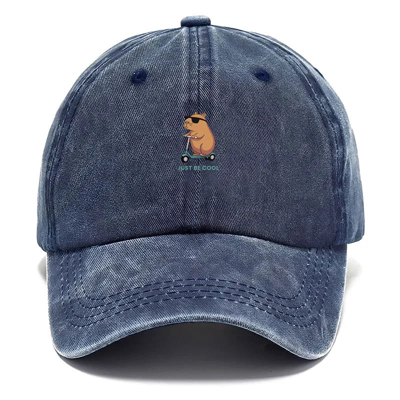 Capybara Cartoon Embroidery Vintage Washed Cotton Baseball Cap