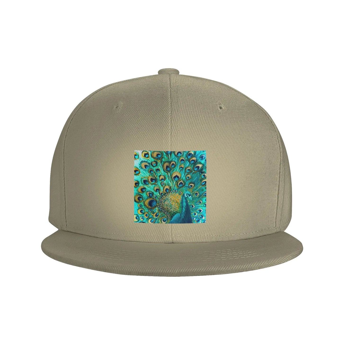 Colorized Aqua Peacock Feather Pattern Snapback Cap