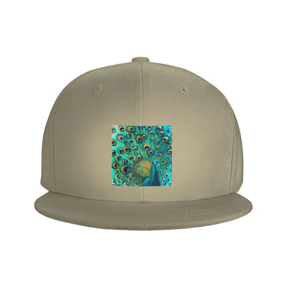 Colorized Aqua Peacock Feather Pattern Snapback Cap