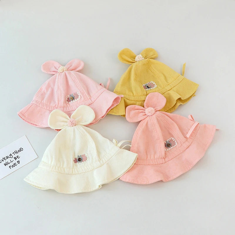 Princess Ruffle Bow Rabbit Baby Bucket Hat