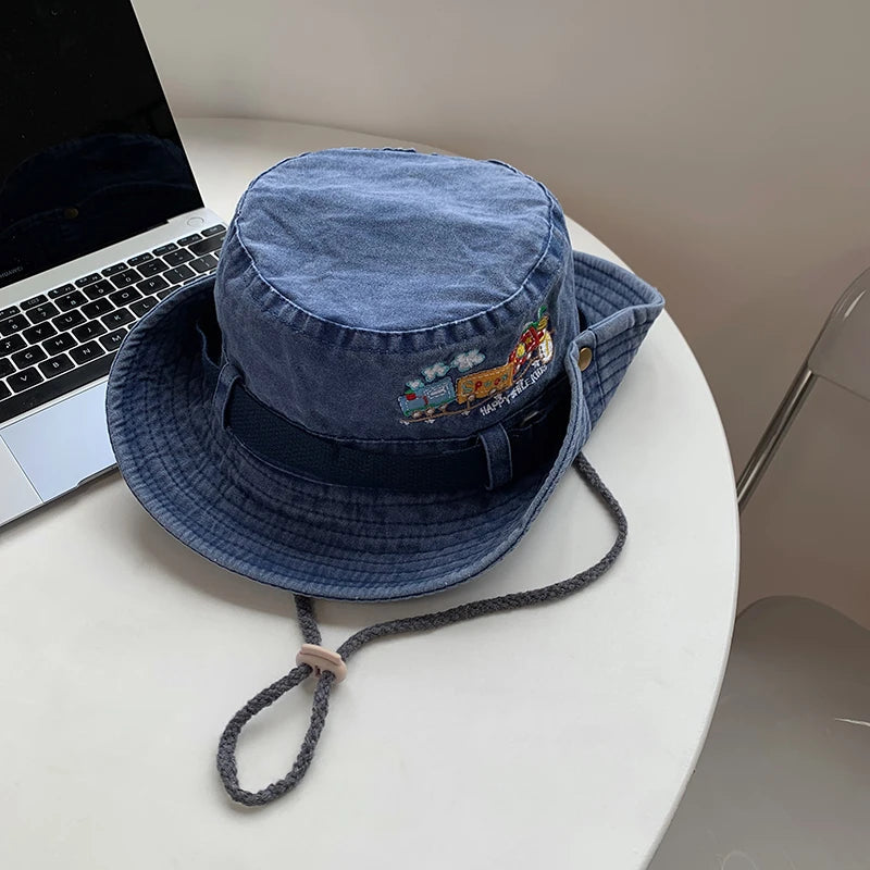 Vintage Outdoor Sun Protection Bucket Hat