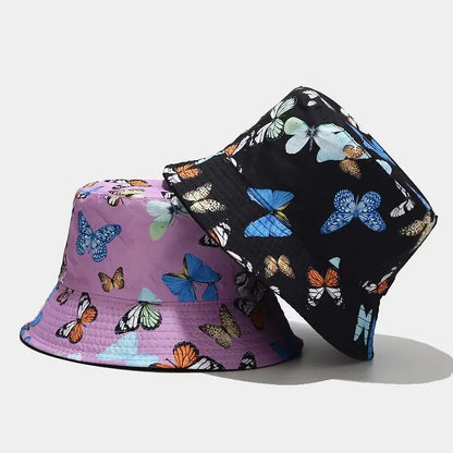 Cotton Butterfly Print Bucket Hat