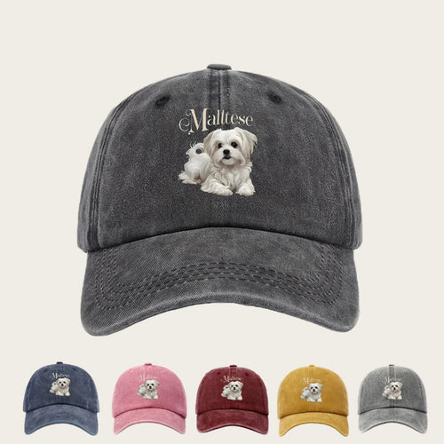 Maltese Dog Print Baseball Cap