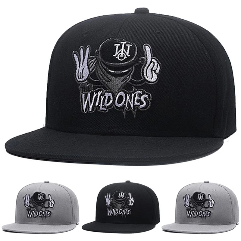 Masked Thief Embroidered Flat Brim Hat