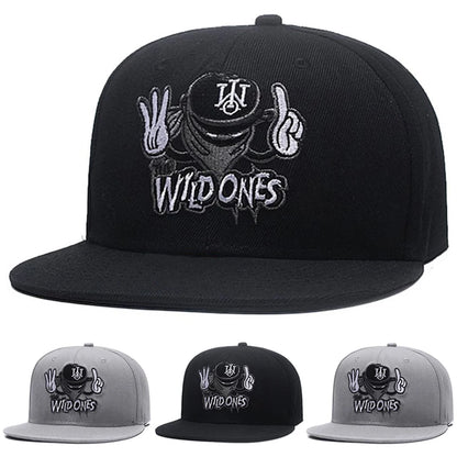 Masked Thief Embroidered Flat Brim Hat