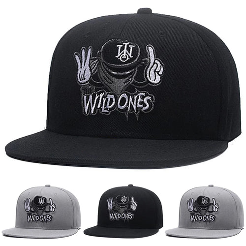 Masked Thief Embroidered Flat Brim Hat