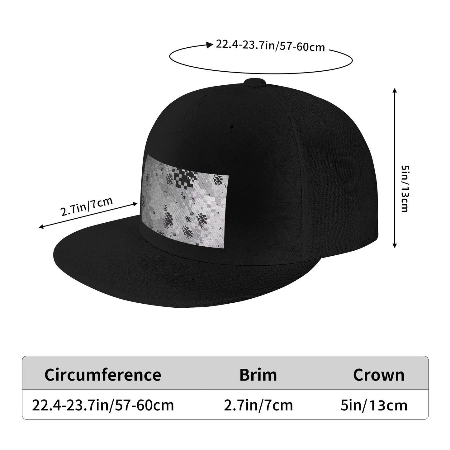 Black White Camouflage Pattern Snapback Cap