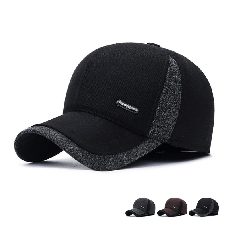 Waterproof Sports Baseball Cap Adjustable Lined Earflap Winter