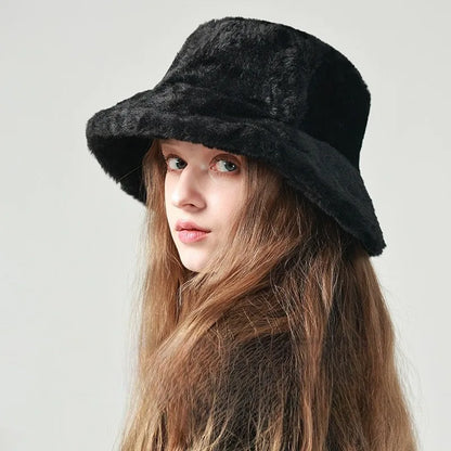 Winter Fuzzy Plush Ear Protection Bucket Hat