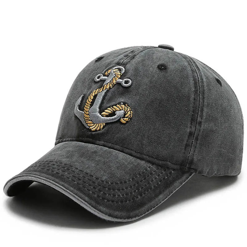 Anchor Embroidery Cool Washed Baseball Cap