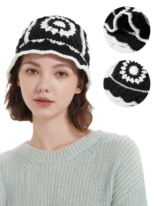 Handmade Crochet Flower Cotton Knitted Bucket Hat