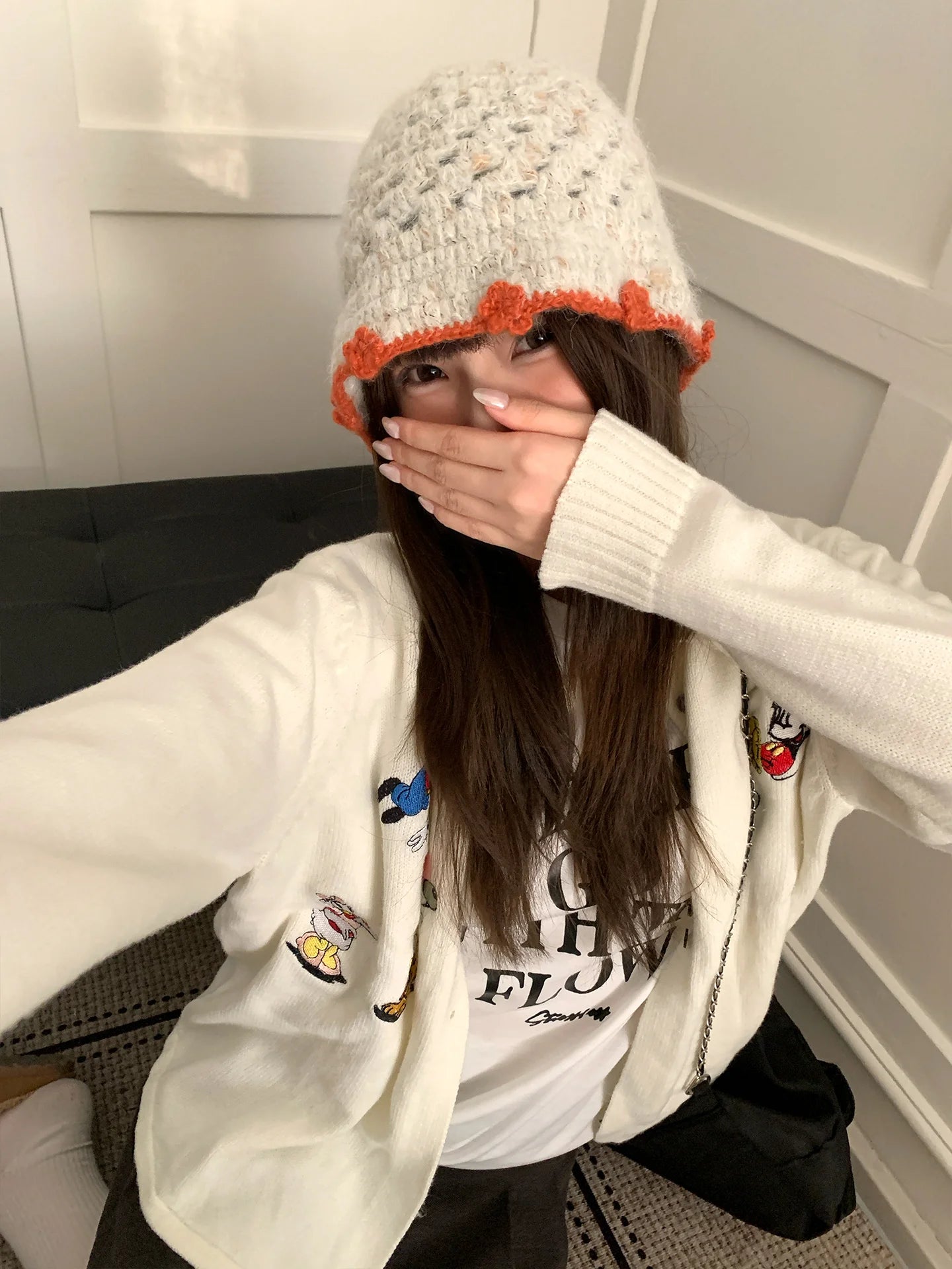 Women's Openwork Knitted Wool Bucket Hat