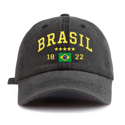 Brasil Print Washed Retro Baseball Cap