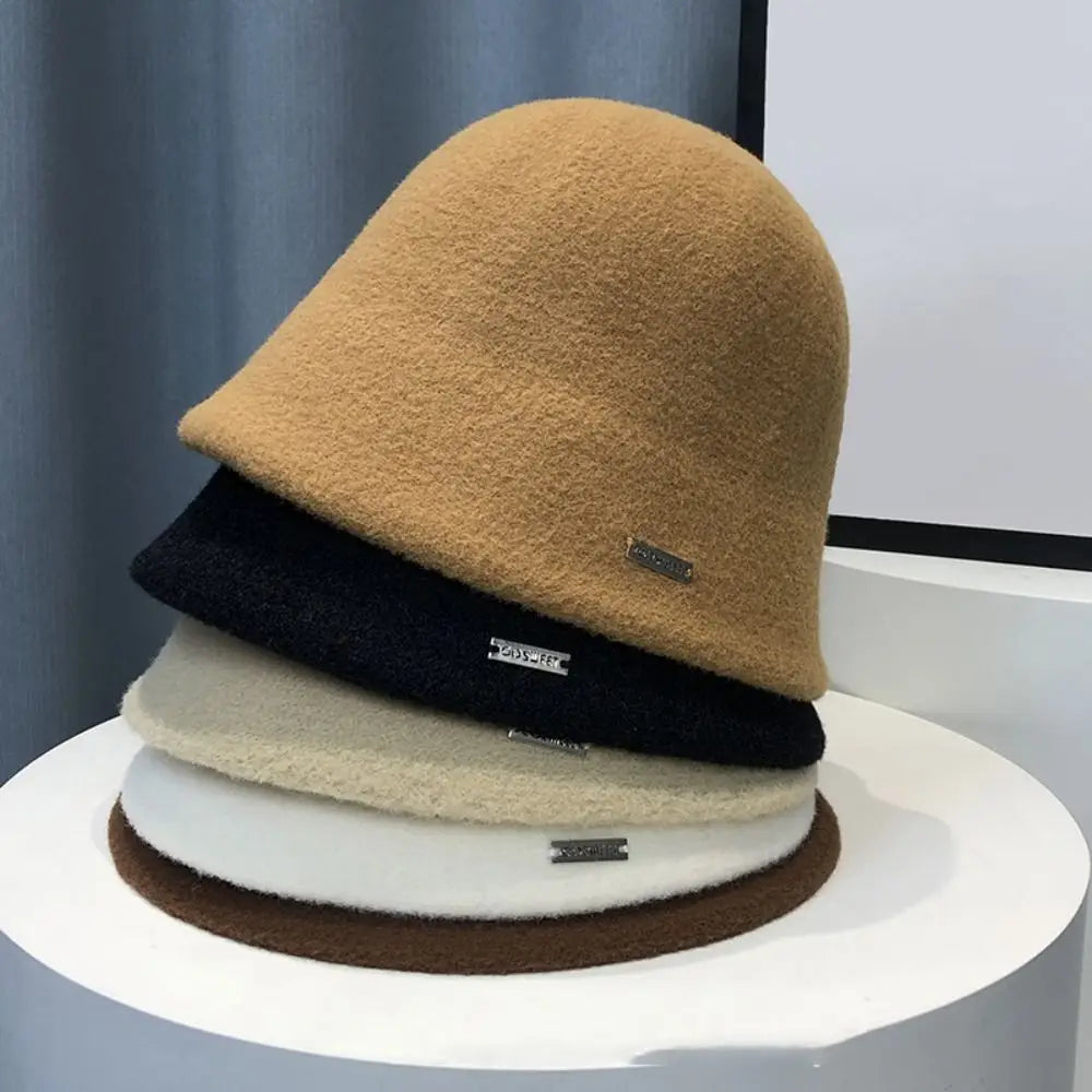 Retro Plush Woolen Warm Bucket Hat
