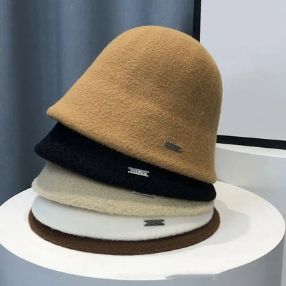 Retro Plush Woolen Warm Bucket Hat
