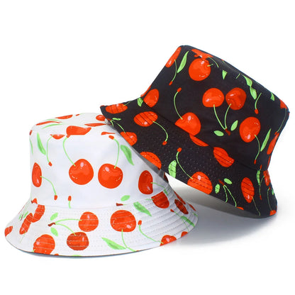 Reversible Cherry Print Unisex Bucket Hat