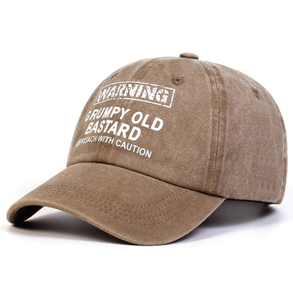 Warning Grumpy Old Bastard Printed Baseball Cap