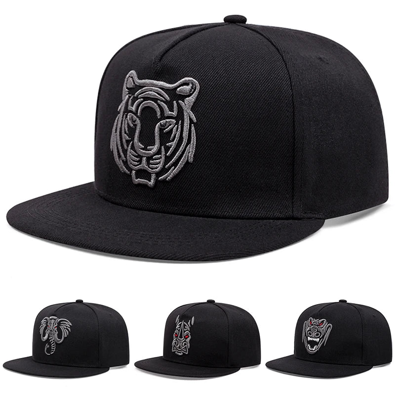Creative Animal Embroidery Flat Edge Snapback Cap