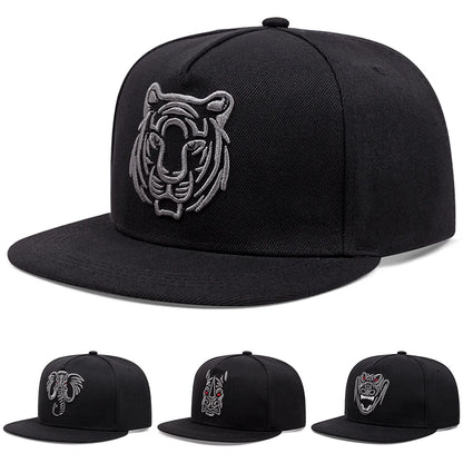Creative Animal Embroidery Flat Edge Snapback Cap