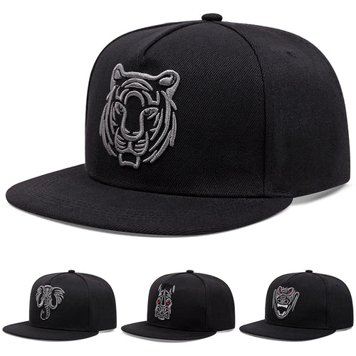 Creative Animal Embroidery Flat Edge Snapback Cap