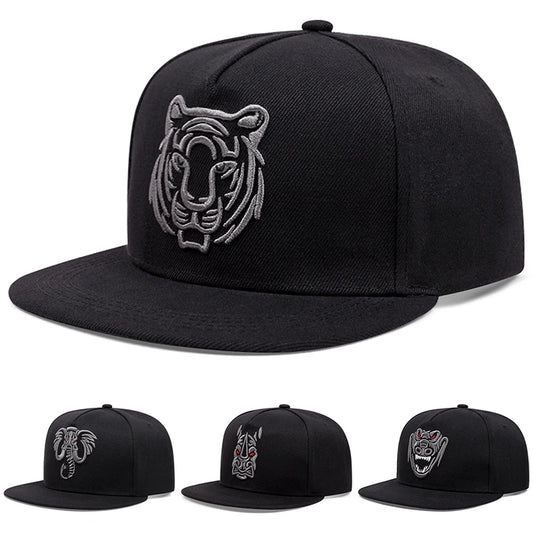 Creative Animal Embroidery Flat Edge Snapback Cap