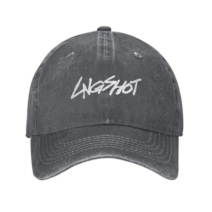 Kpop Lngshot Washed Hip Hop Logo Baseball Cap