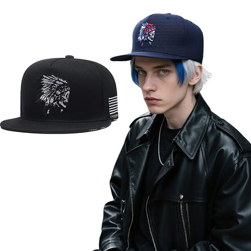 Native American Tribal Embroidery Streetwear Snapback Cap