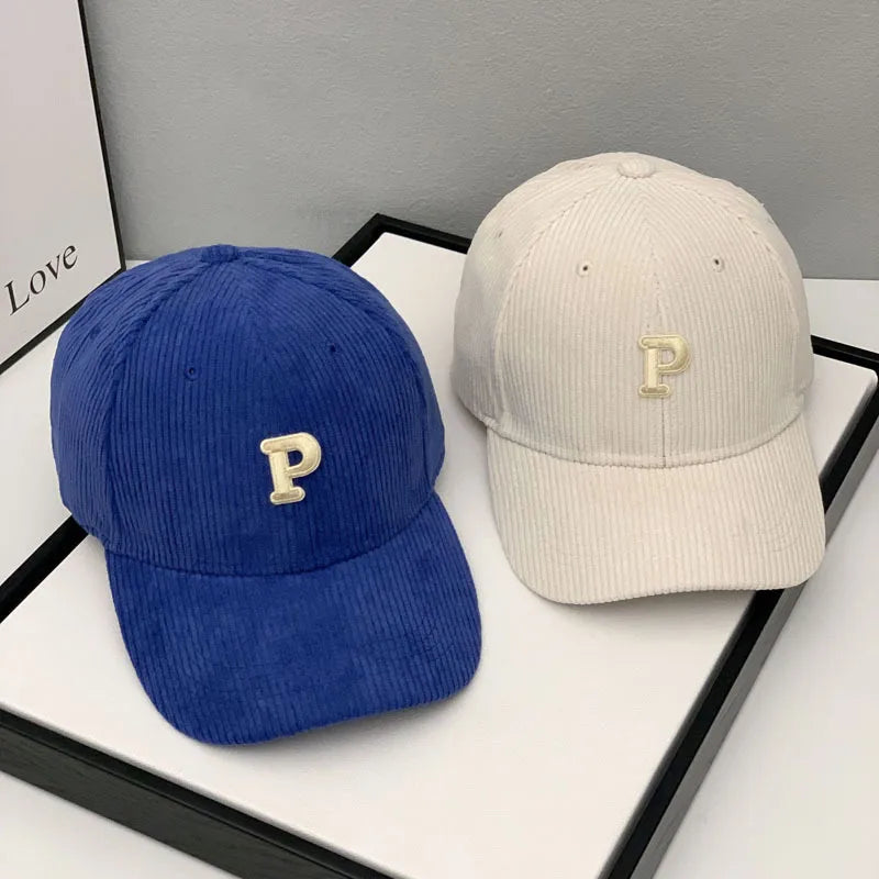 Corduroy Letter Baseball Cap