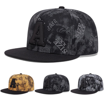 A Graffiti Embroidered Flat Brim Baseball Hat