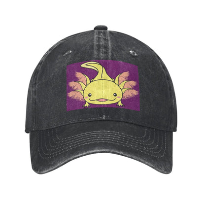 Cute Axolotl Perfect Saying Washed Denim Baseball Cap
