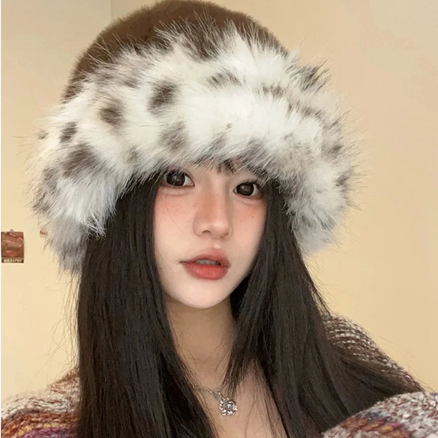 Mongolian Plush Fur Winter Bucket Hat