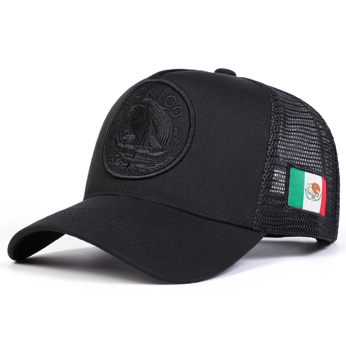 Unisex Mexican Flag Embroidered Mesh Baseball Cap