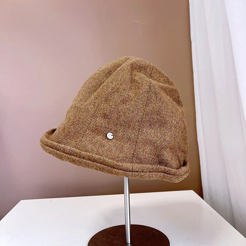 Japanese Retro Wool Crimped Bucket Hat