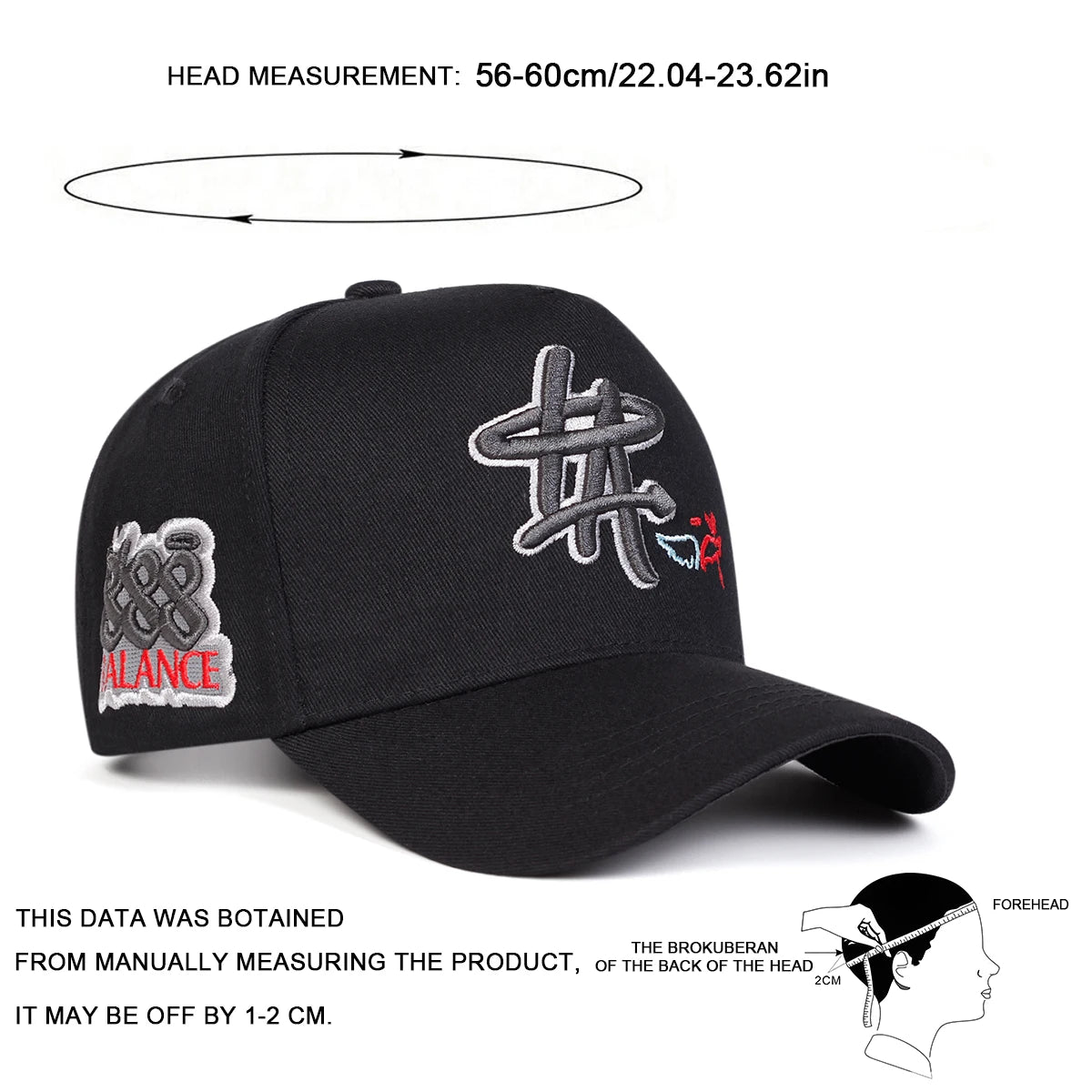 Unisex HA Letter Embroidered Adjustable Baseball Cap