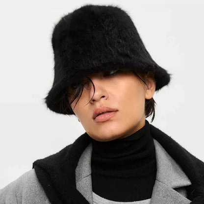 Faux Fur Plush Cloche Bucket Hat