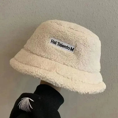 Korean Japanese Lamb Wool Retro Bucket Hat