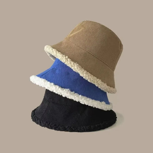 Children Double Sided Lamb Wool Bucket Hat