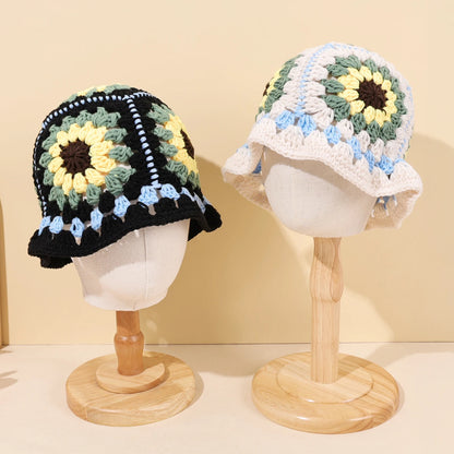 Handmade Sunflower Bamboo Knitted Bucket Hat