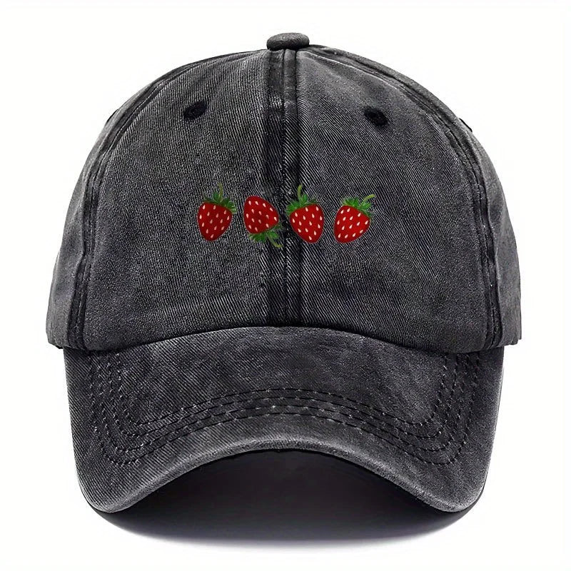 Strawberry Printed Adjustable Duckbill Baseball Hat