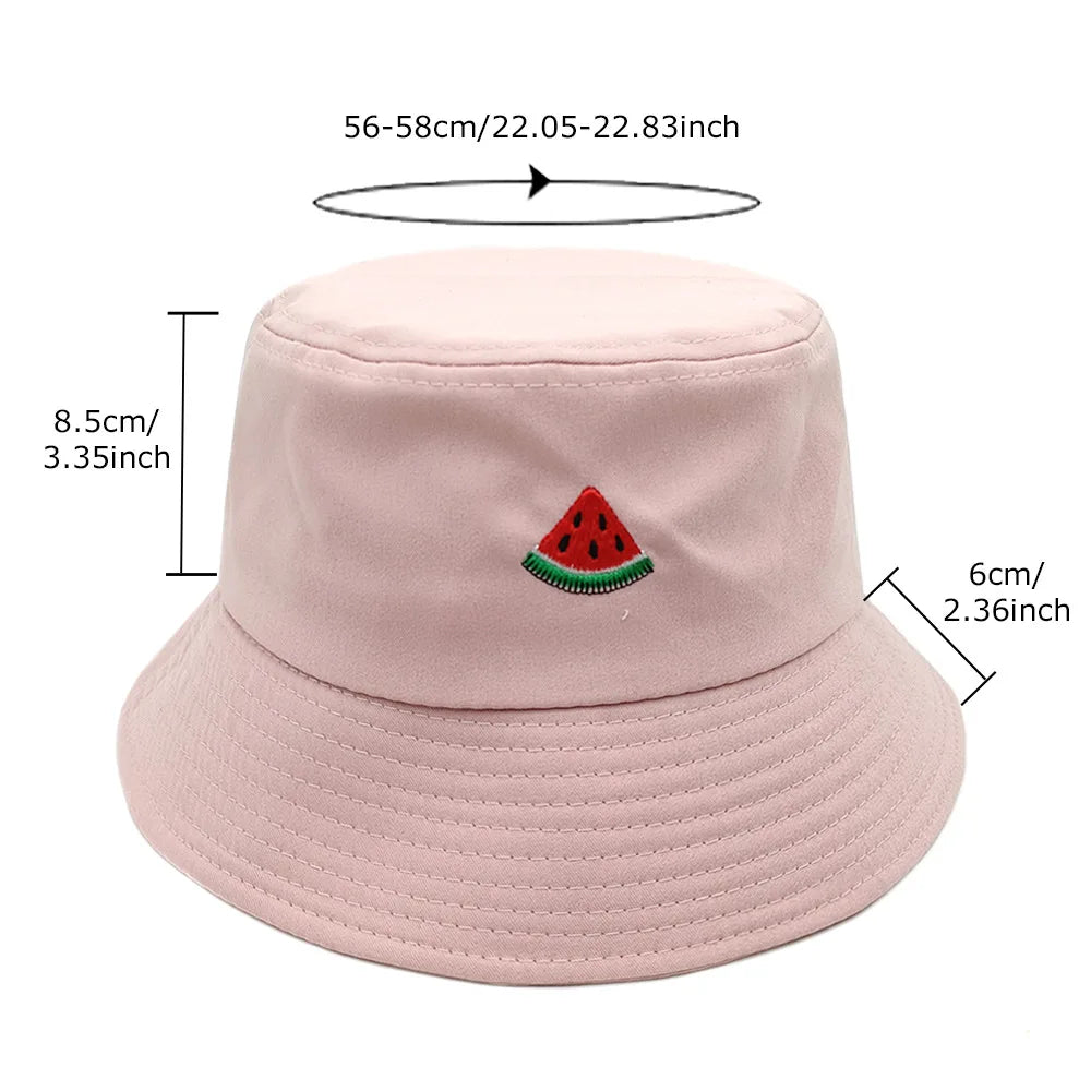 Watermelon Embroidered Foldable Summer Bucket Hat