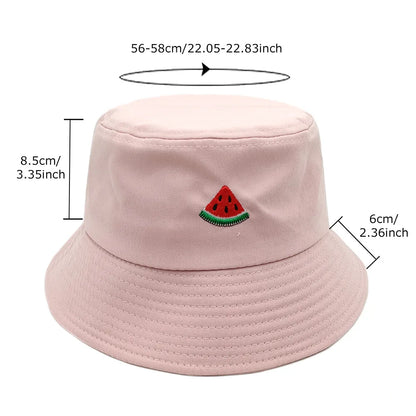 Watermelon Embroidered Foldable Summer Bucket Hat